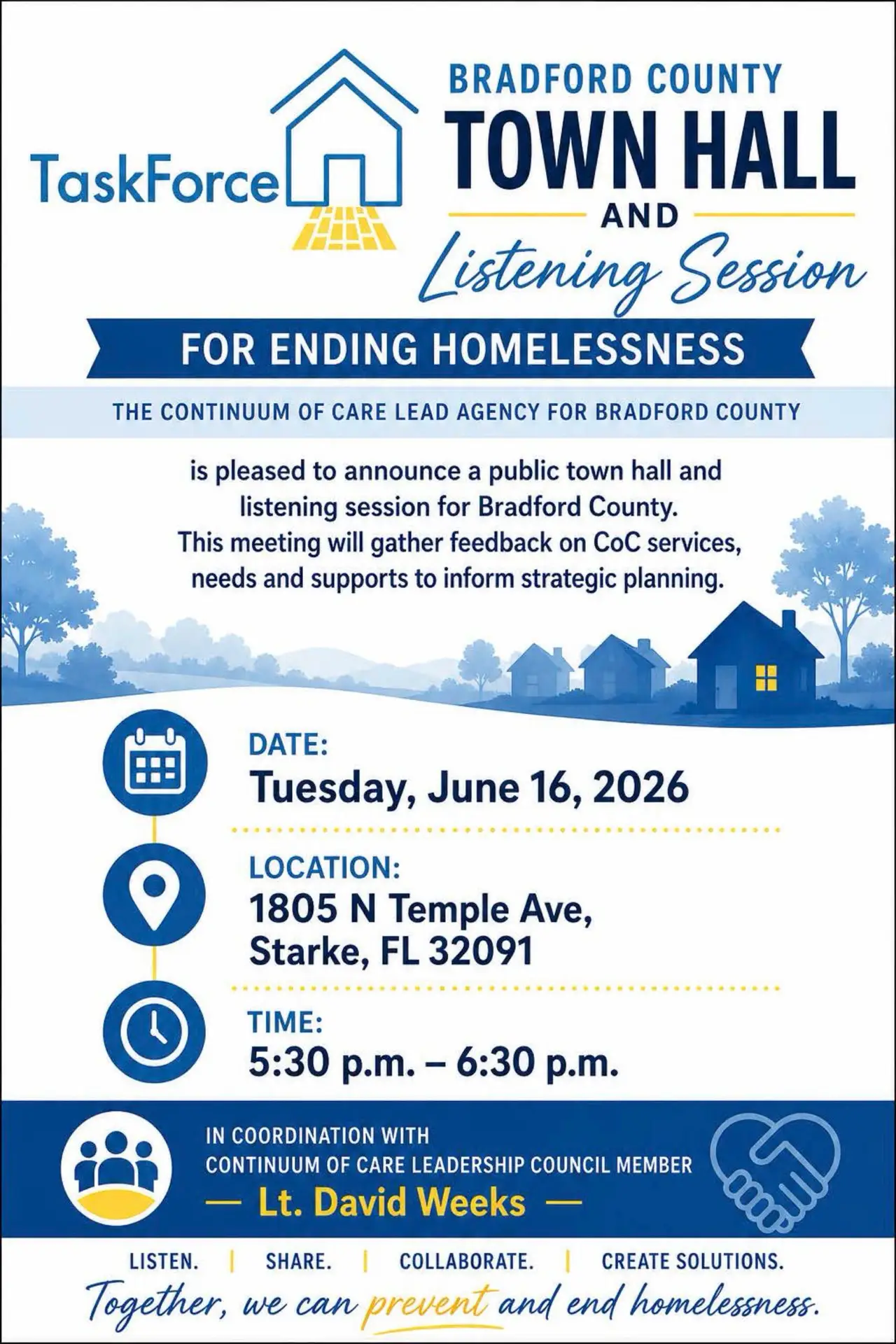 Homelessness taskforce seeks community input