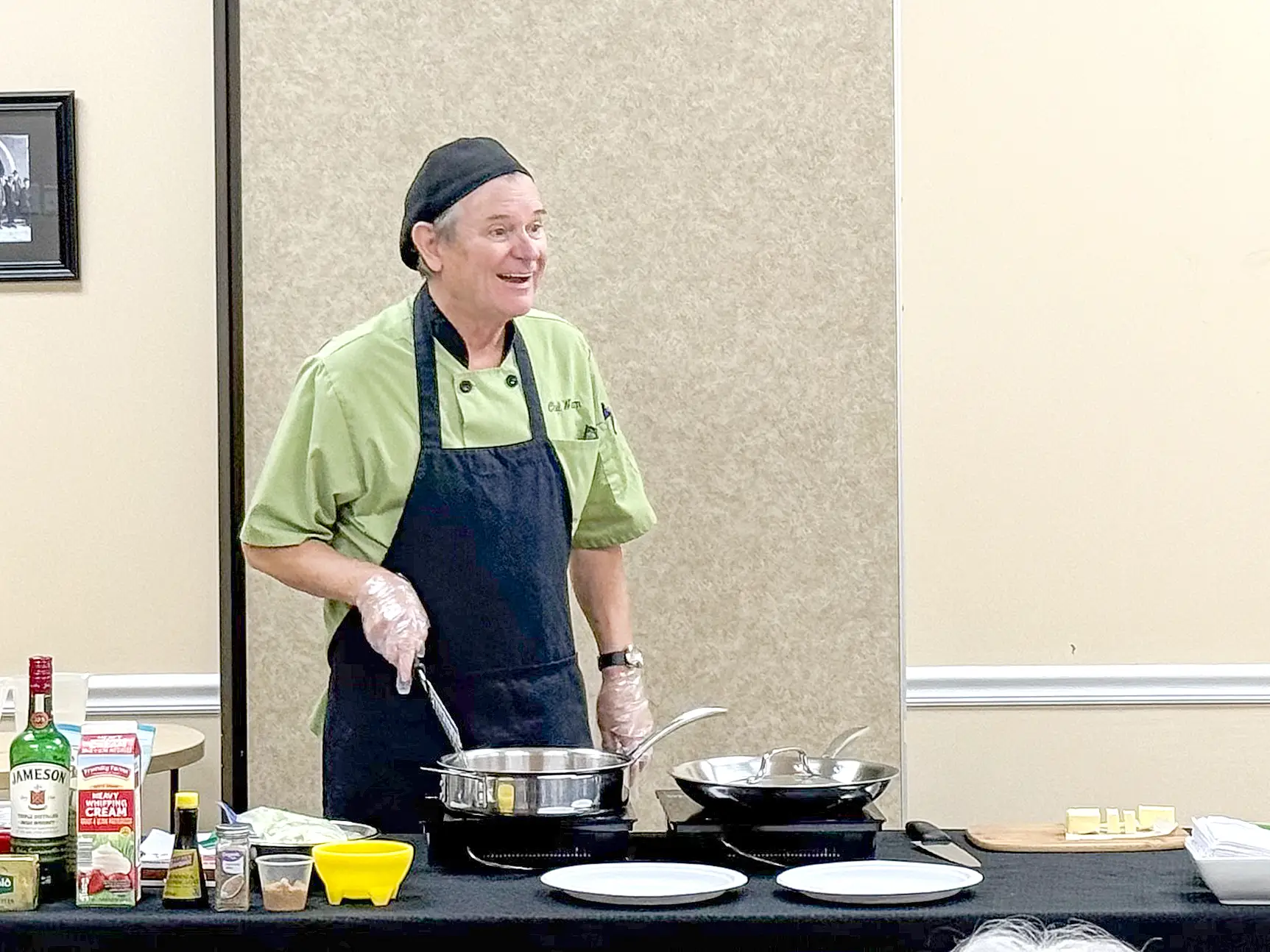 Chef serves food and information at Bradford library