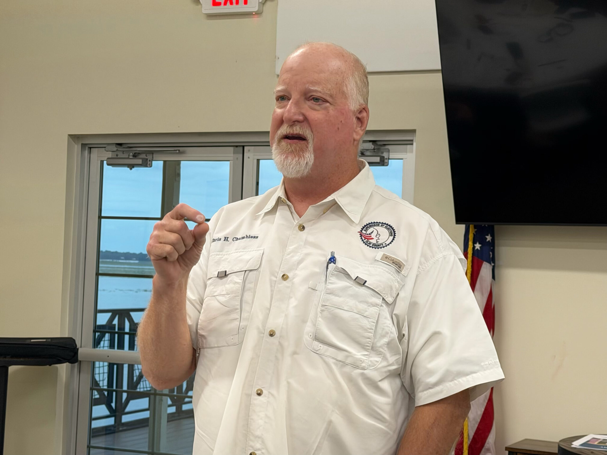 Election chief, commissioner walk Keystone crowd through a long November ballot