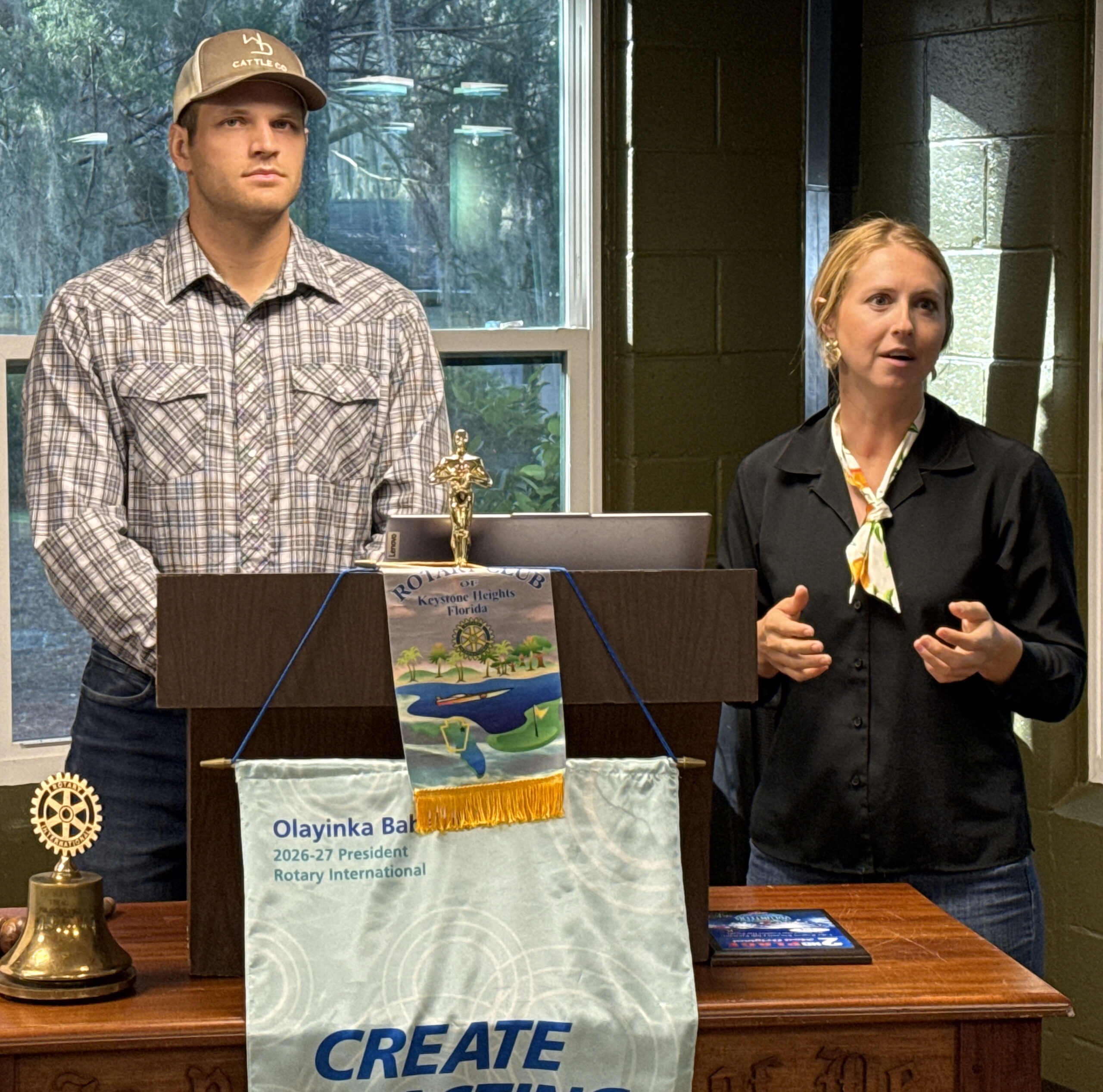 Young farmers tell Keystone Rotary their beef business has outgrown its trailers