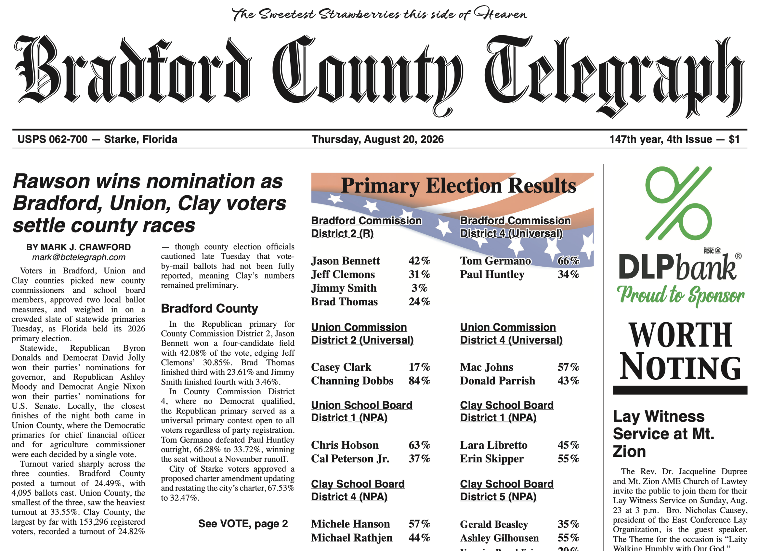 Telegraph-Times-Monitor for Aug. 20, 2026